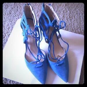 Marc Fisher Blue Suede Lace Up high heels
